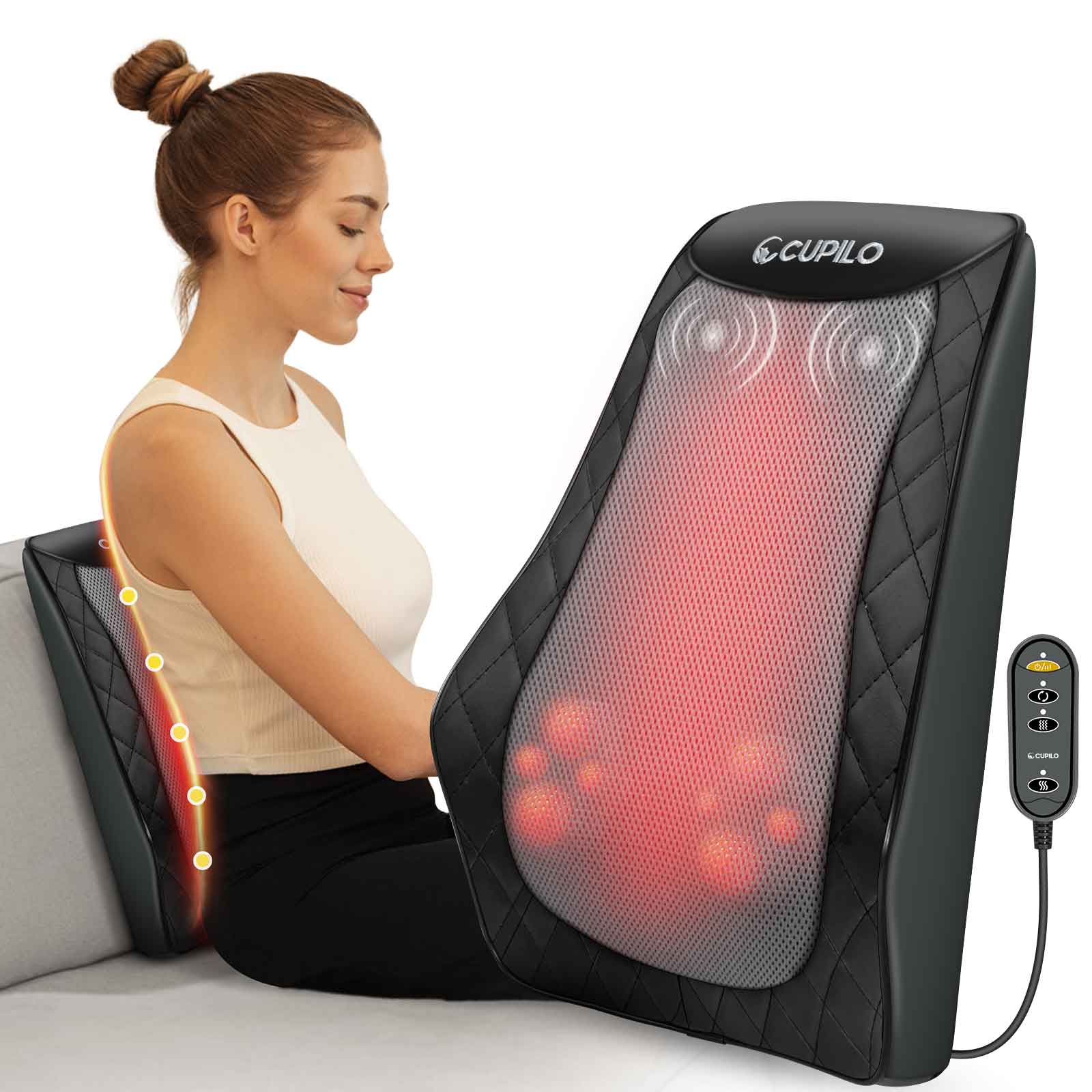 CuPiLo Back and Neck Massager, FSA Eligible HSA Store Massager for Pain Relief Deep Tissue, Heated Massage with Vibration, Massage Pillow for Neck, Back, Shoulder, Leg, Mothers Day Gifts for Mom Women