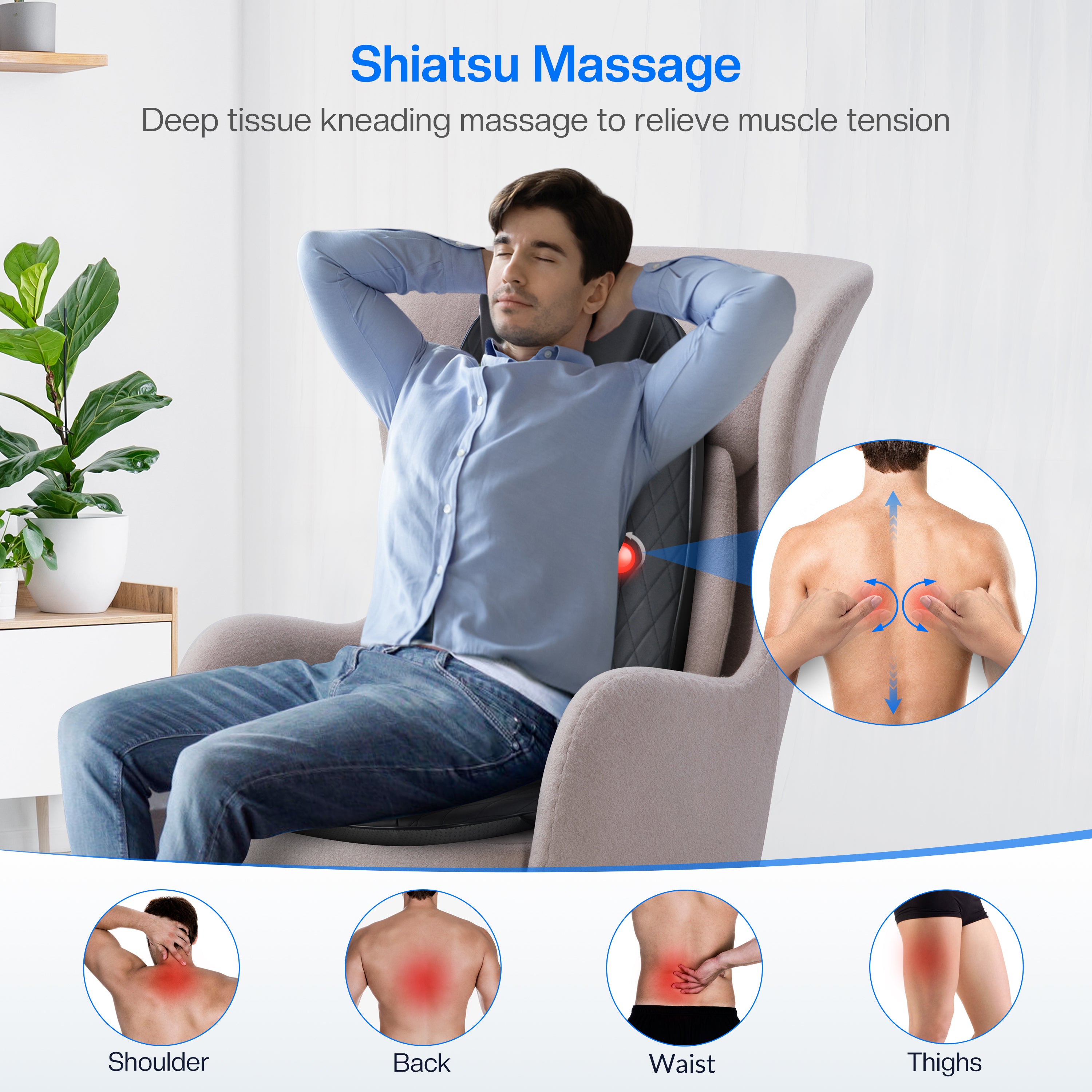 CuPiLo Shiatsu Back Massager for Pain Relief Deep Tissue - CPL-2256