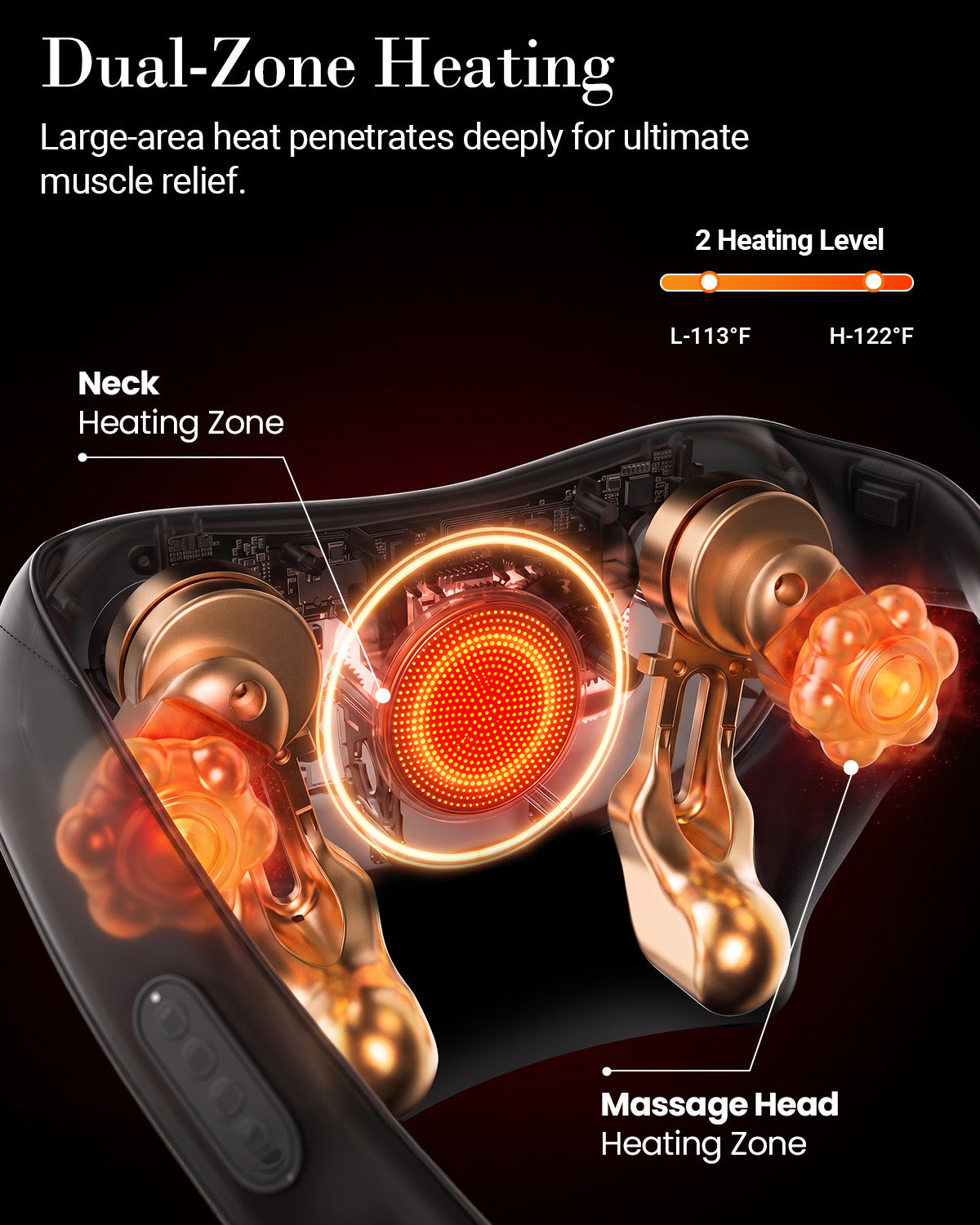2026 Upgraded 6D Cordless Neck and Shoulder Massager with Heat for Deep Tissue Pain Relief - CPL-6672-BLK