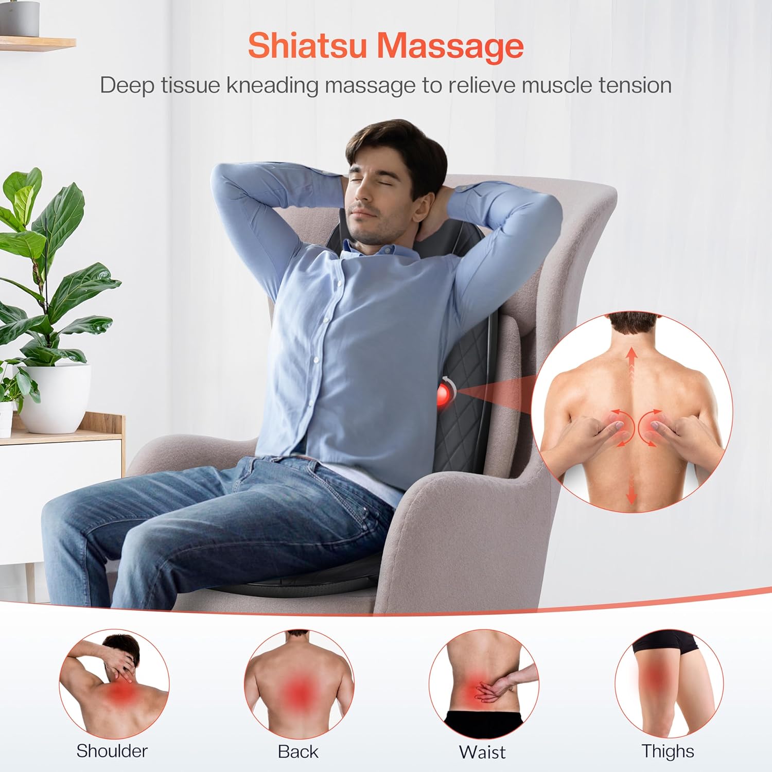 CuPiLo Shiatsu Back Massager for Pain Relief Deep Tissue - CPL-2256