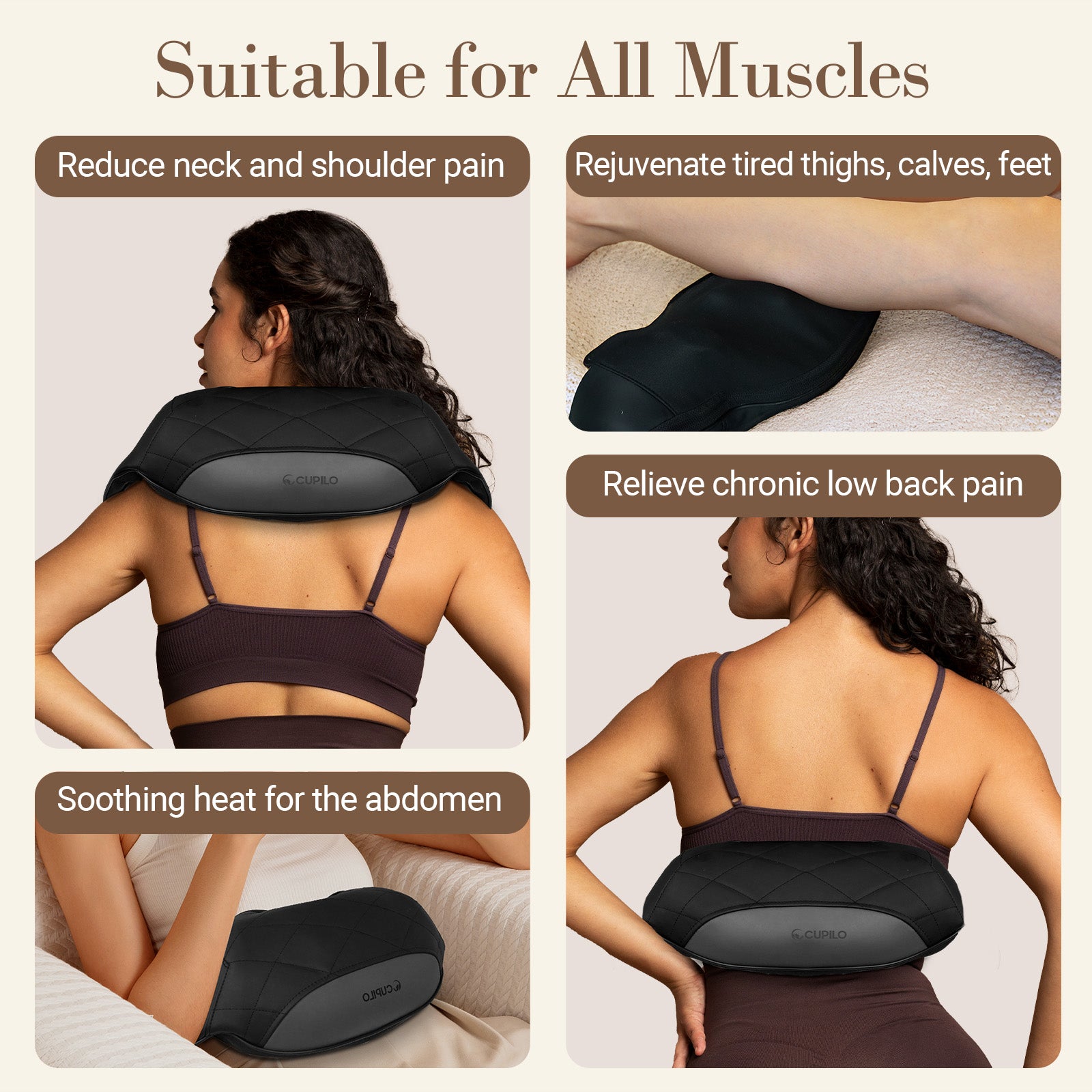 Cordless Neck and Shoulder Massager with Heat, 2025 Upgrade - CPL-6632C-BLK