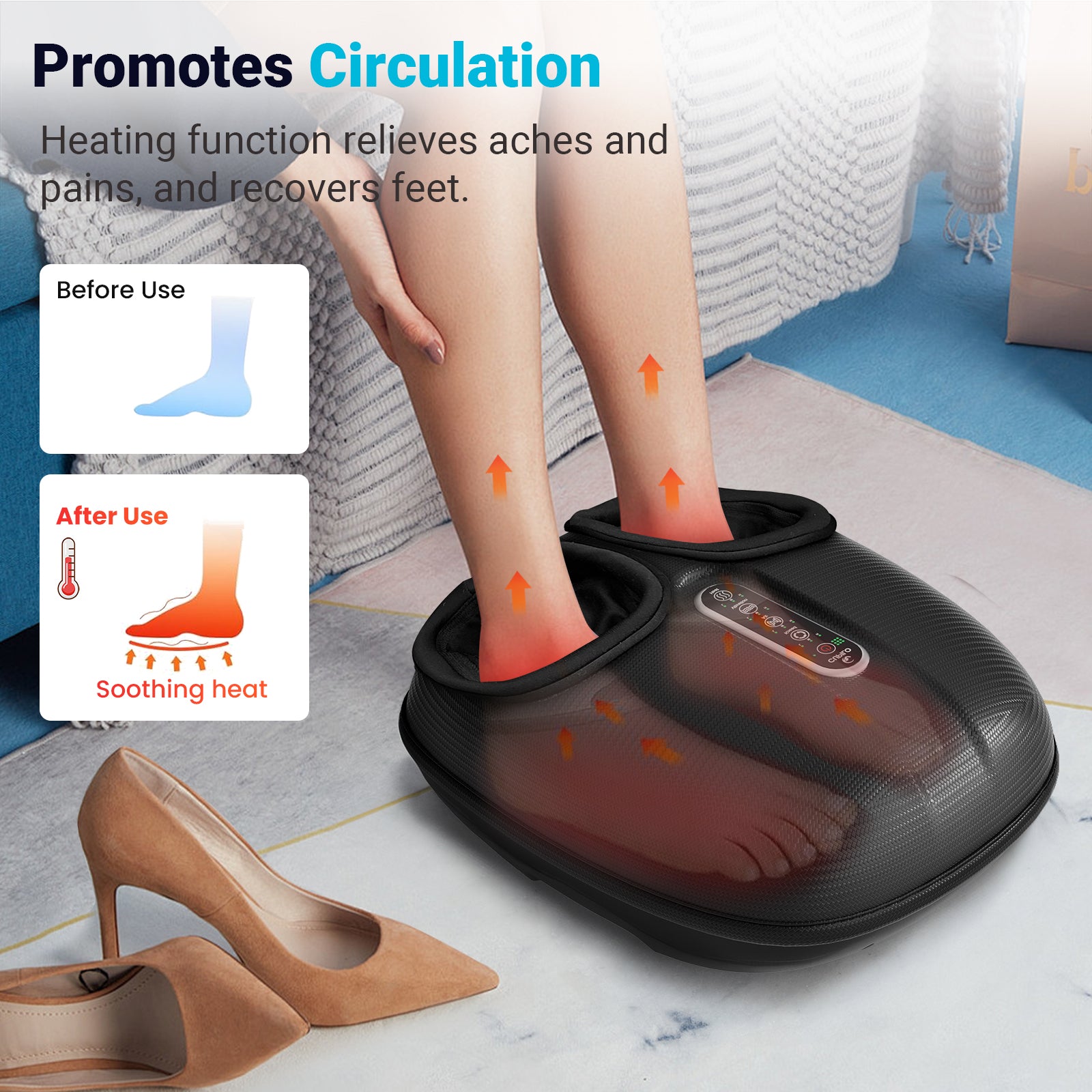 CuPiLo Foot Massager with Heat, Shiatsu Deep Knead Feet Massager with Remote Control - CPL-5522RC