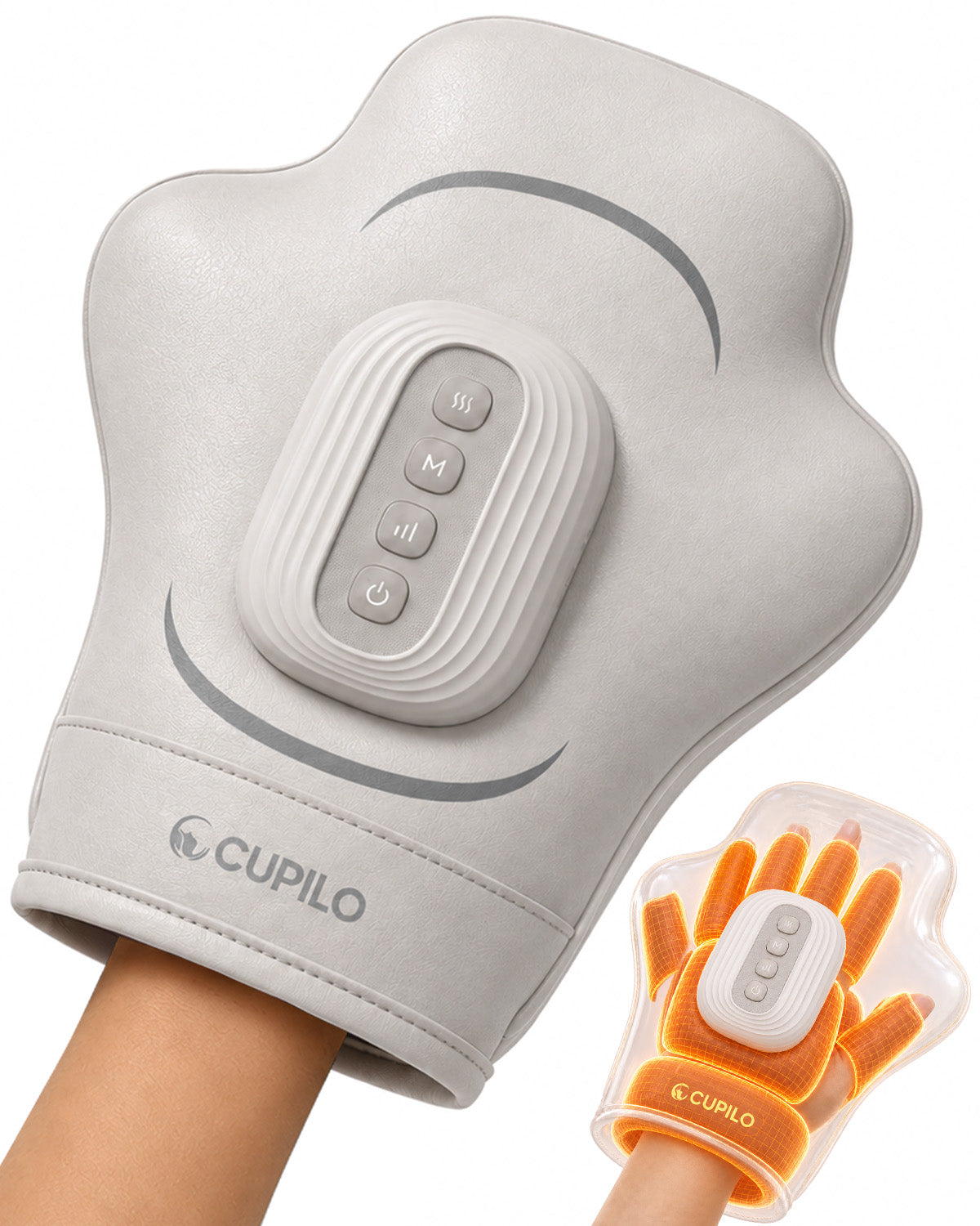 CuPiLo Soft-Shell Hand Massager with Heat and Compression for Arthritis & Carpal Tunnel Relief – Cordless 9-Zone Air Pressure Massager for Left & Right Hands - CPL-4460