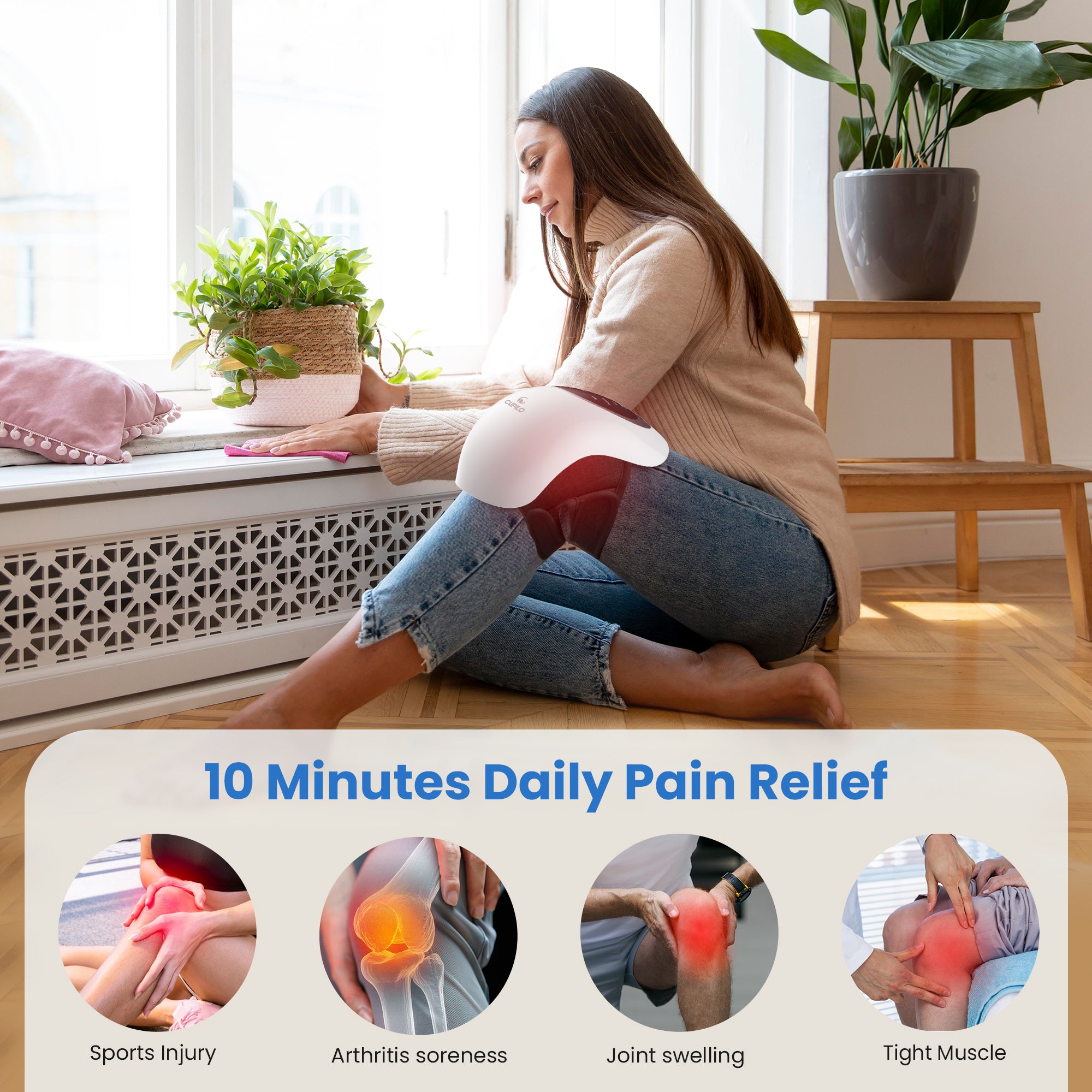 CPL-5530WH-WM Cupilo Knee Massager with heating, Vibrating Heated Knee Brace Wrap, Vibration Knee Heating Pad,3 Adjustable,Gifts for Men,Women