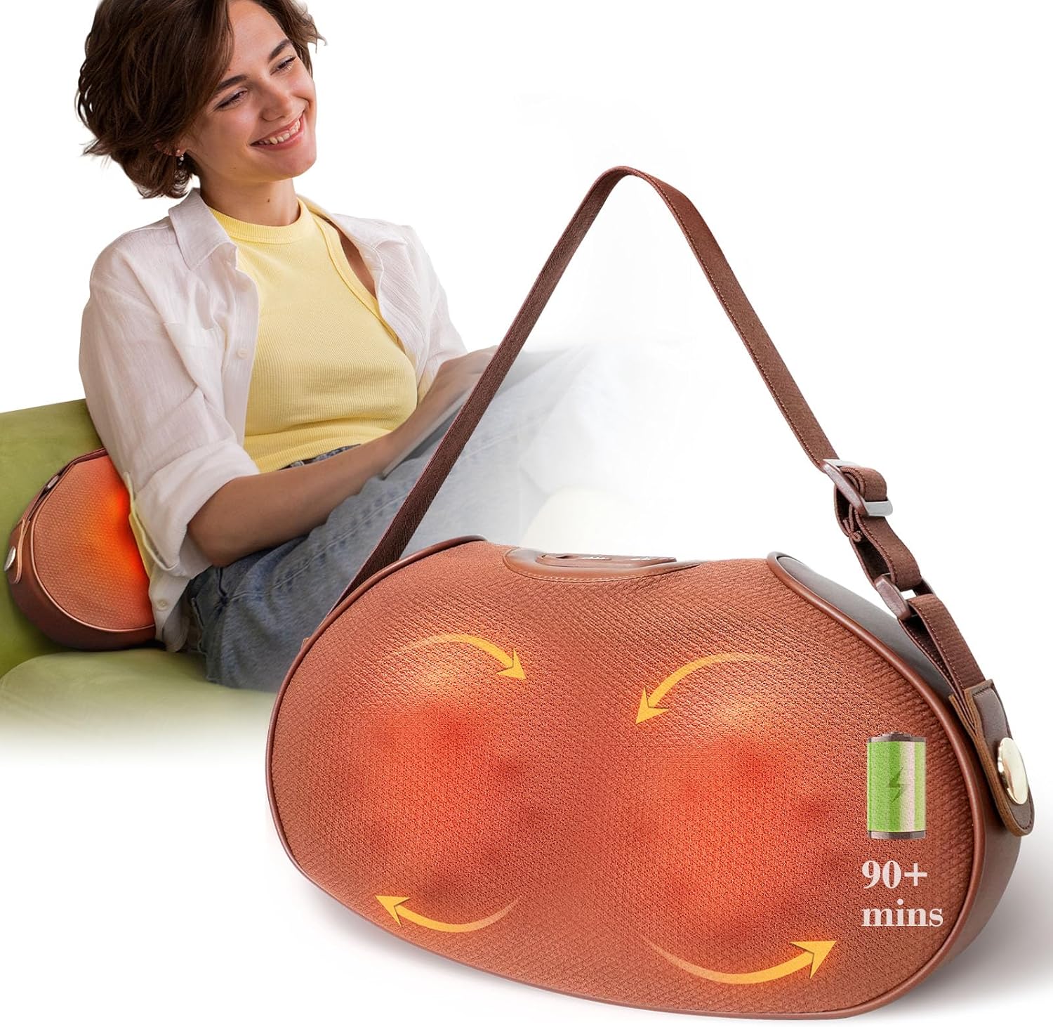 CPL-1148-WM Cupilo Neck Back Massager with Heat , Shiatsu Back Massage Pillow for Neck,Leg,Upper &Lower Back Pain Relief