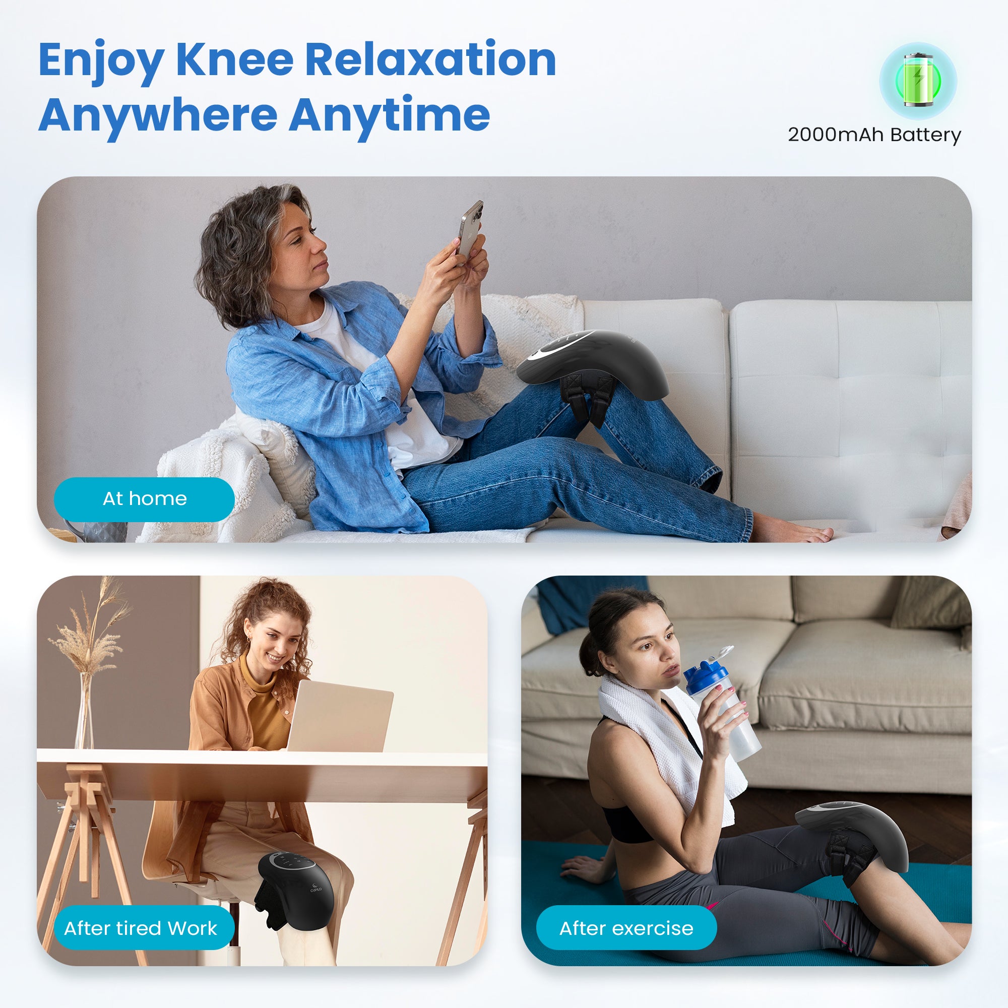 Cupilo Knee Massager with heating, Vibrating Heated Knee Brace Wrap, Vibration Knee Heating Pad,3 Adjustable,Gifts for Men,Women