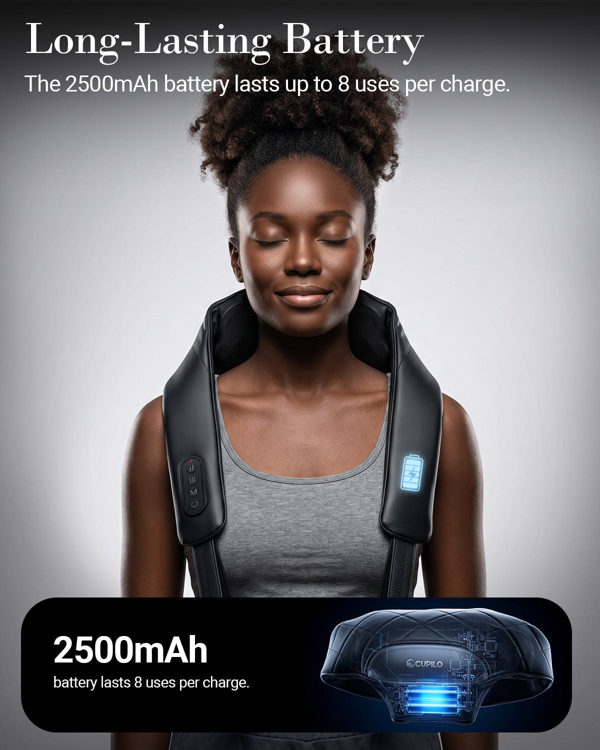 2026 Upgraded 6D Cordless Neck and Shoulder Massager with Heat for Deep Tissue Pain Relief - CPL-6672-BLK