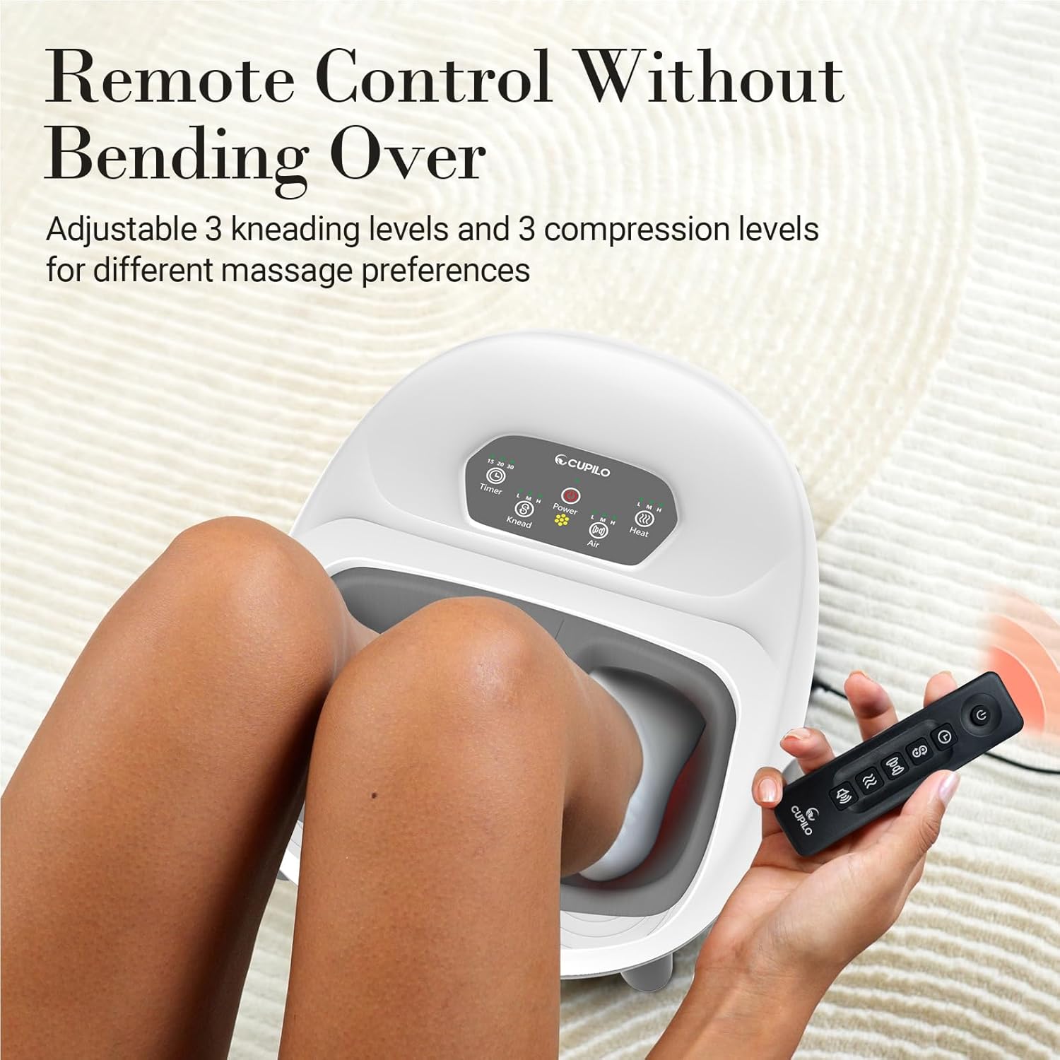 CPL-5549RCWHT-WM Cupilo Shiatsu Foot Massager with Heat for Neuropathy,Foot Blood Circulation, Black,Gifts for Mom Dad Men,Fits Up to 14"
