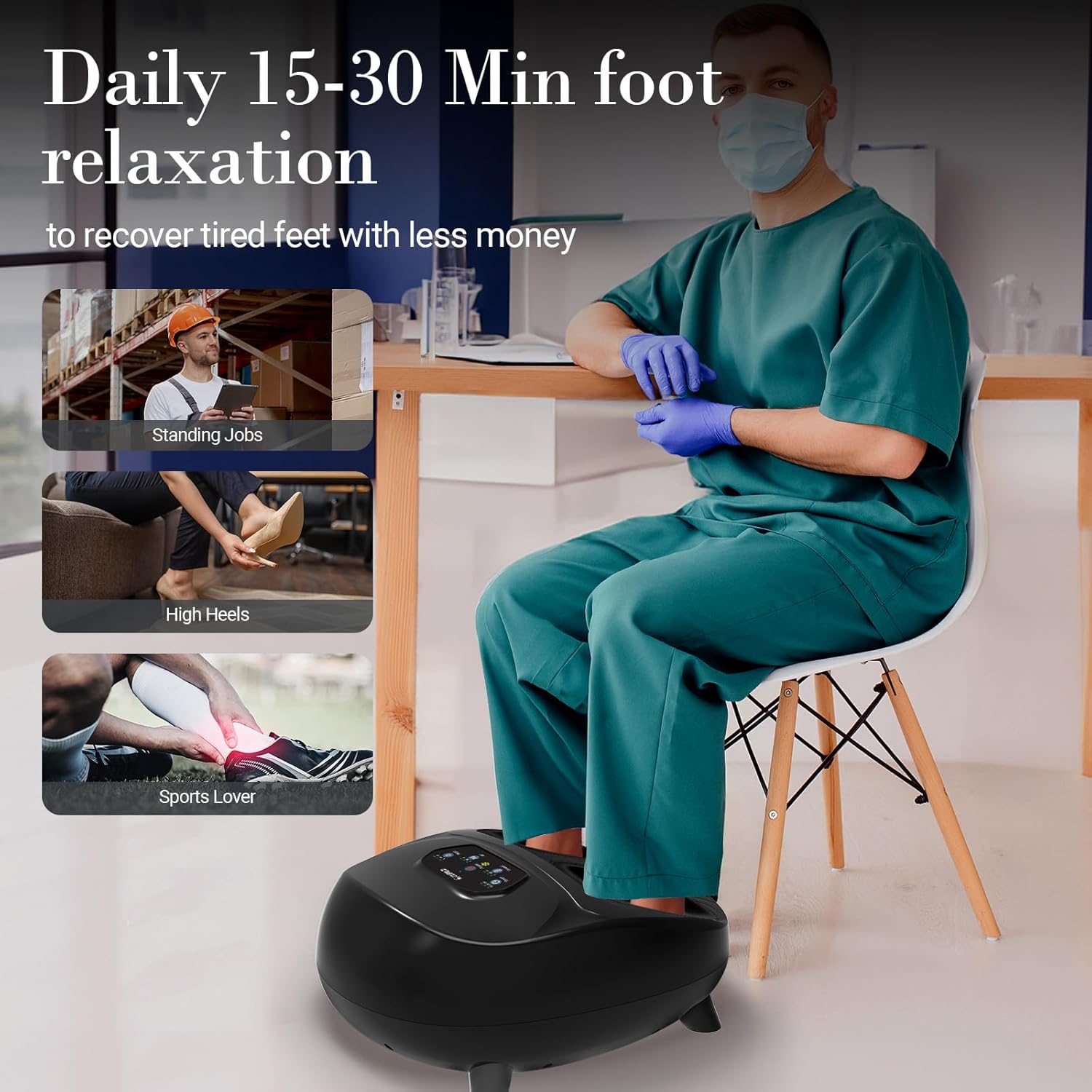 CPL-5549RCBLK-WM Cupilo Foot Massager for Heat, Upgraded Full Shiatsu Foot Massage for Tired Foot Blood Circulation up to size 14, Black,Gifts for Mom Dad Men