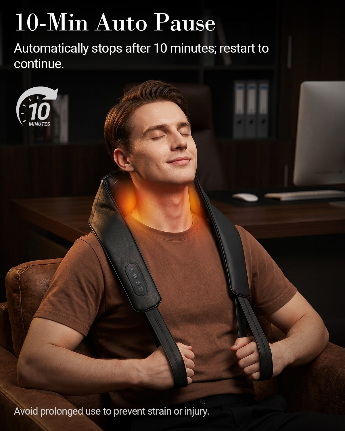 2026 Upgraded 6D Cordless Neck and Shoulder Massager with Heat for Deep Tissue Pain Relief - CPL-6672-BLK