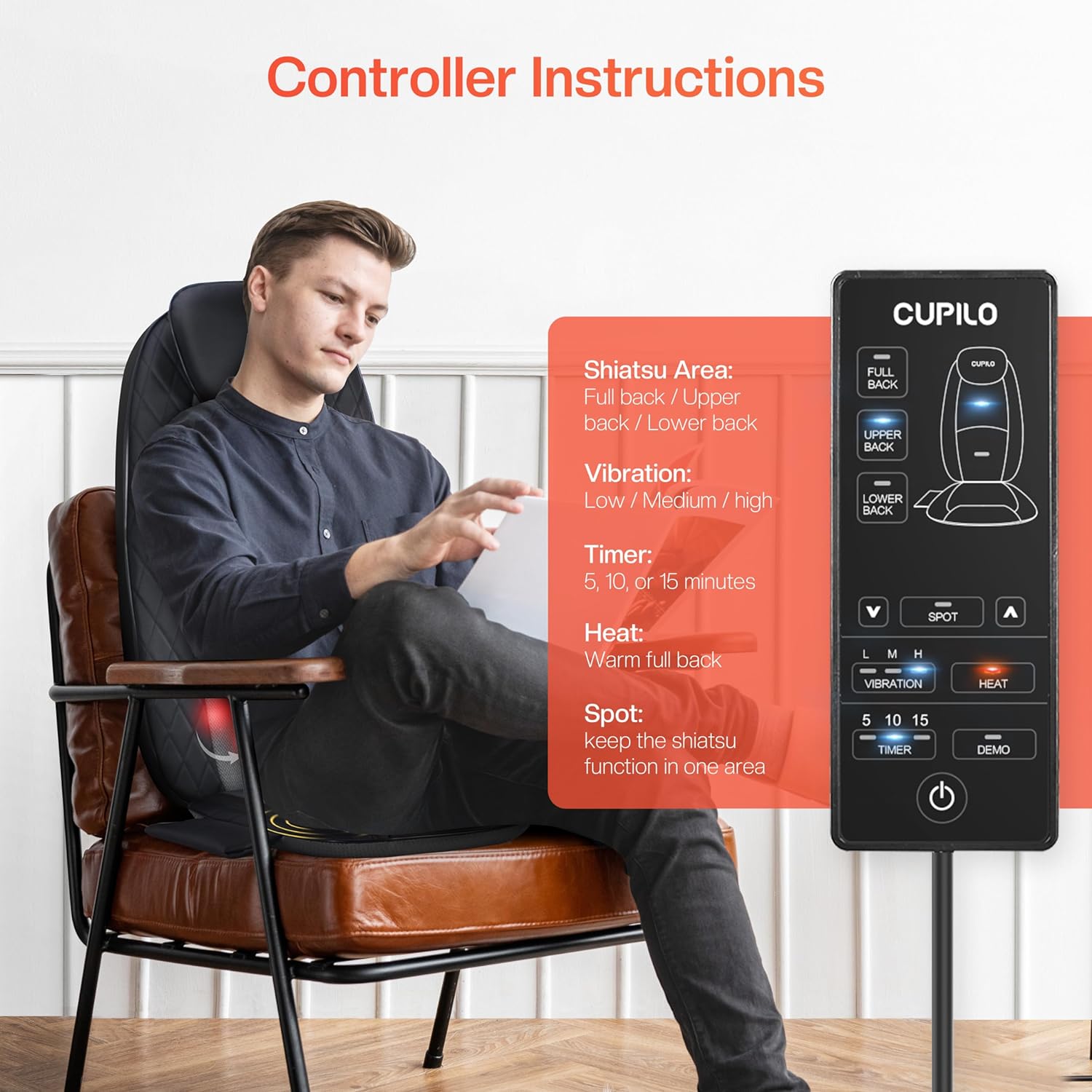 CuPiLo Shiatsu Back Massager for Pain Relief Deep Tissue - CPL-2256