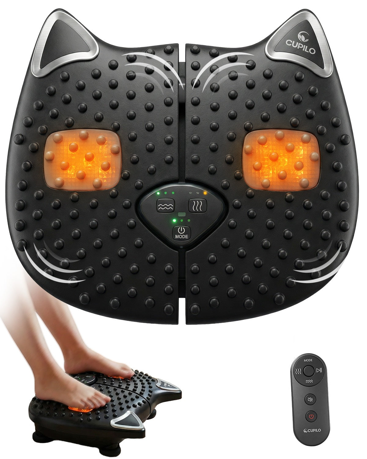 CuPiLo 2026 Upgraded Foot & Leg Massager | Vibration & Heat Therapy for Neuropathy Pain Relief and Better Circulation - CPL-5556R-BLK