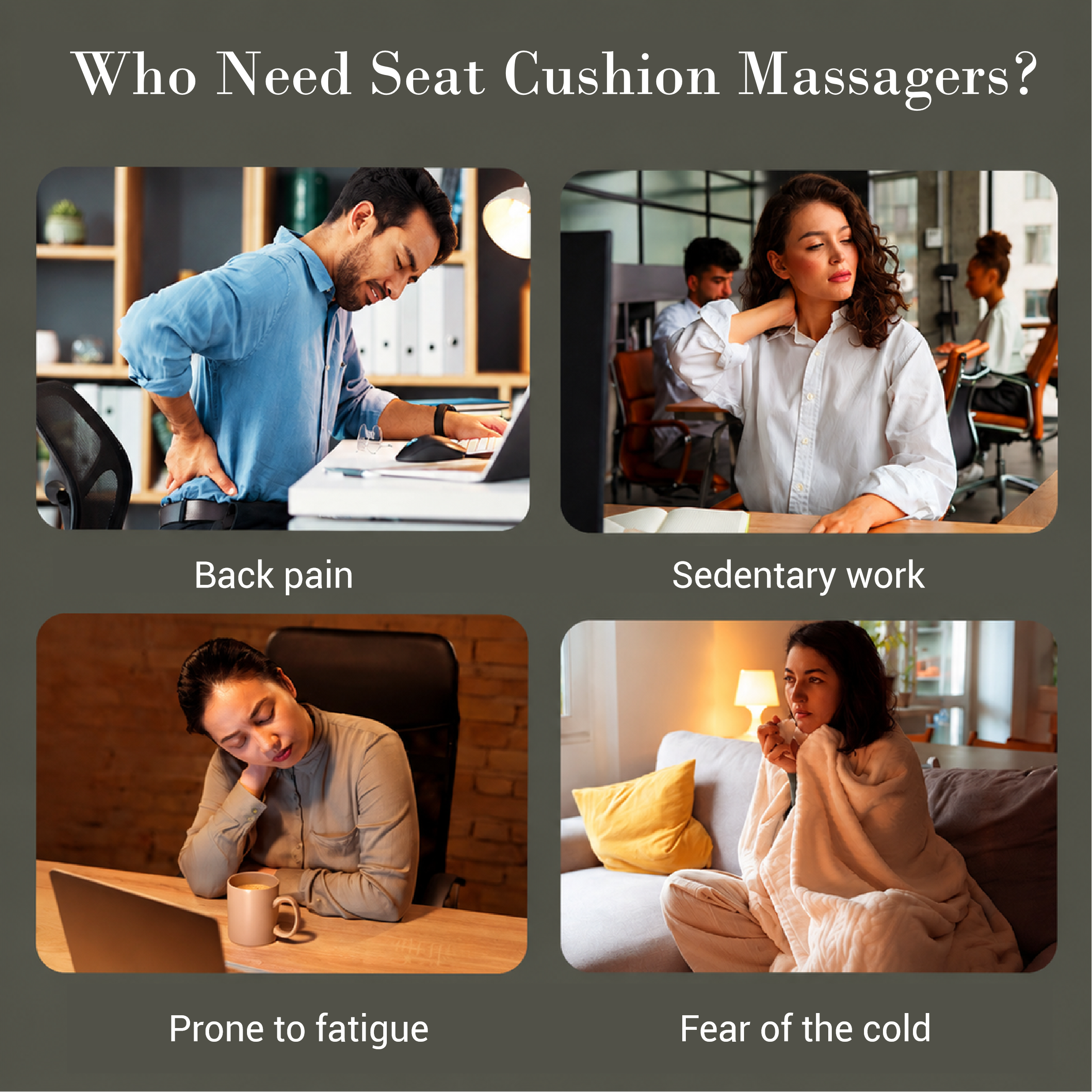 WM-CPL-2102 CuPiLo Back Massager Seat Cushion with Heat, Vibration Massager Chair Pad with 8 Motors & 2 Heat, 5 Vibration Modes
