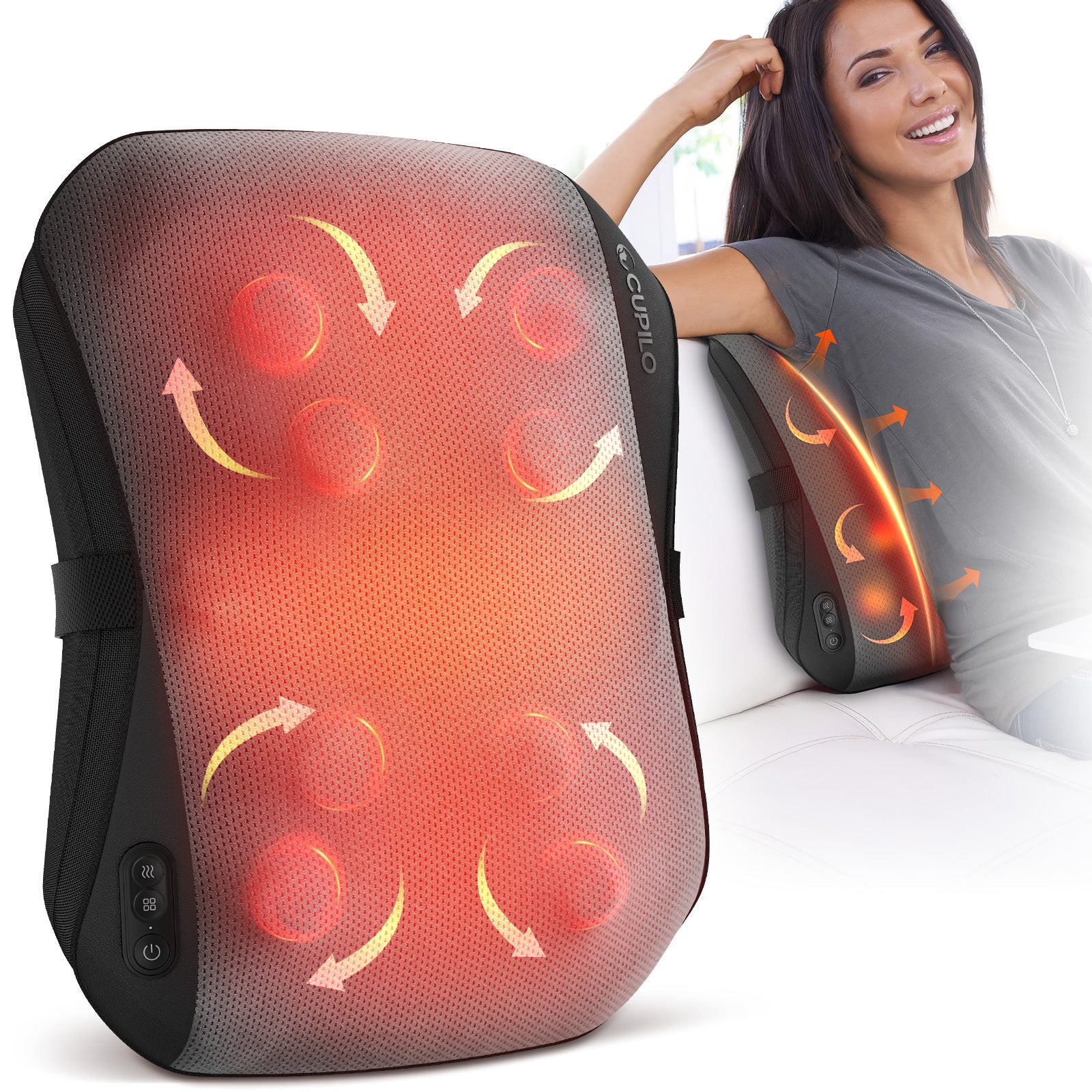 2025 Upgrade Back Massager for Pain Relief with Heat, 8-Node Shiatsu Deep Tissue Back Massager for Upper &amp; Lower Back - CPL-2252-BLK
