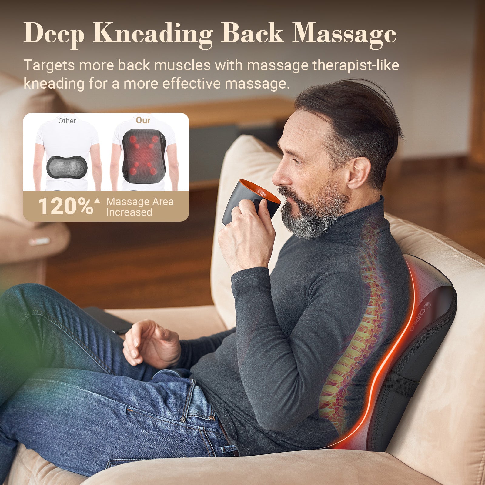 2025 Upgrade Back Massager for Pain Relief with Heat, 8-Node Shiatsu Deep Tissue Back Massager for Upper &amp; Lower Back - CPL-2252-BLK