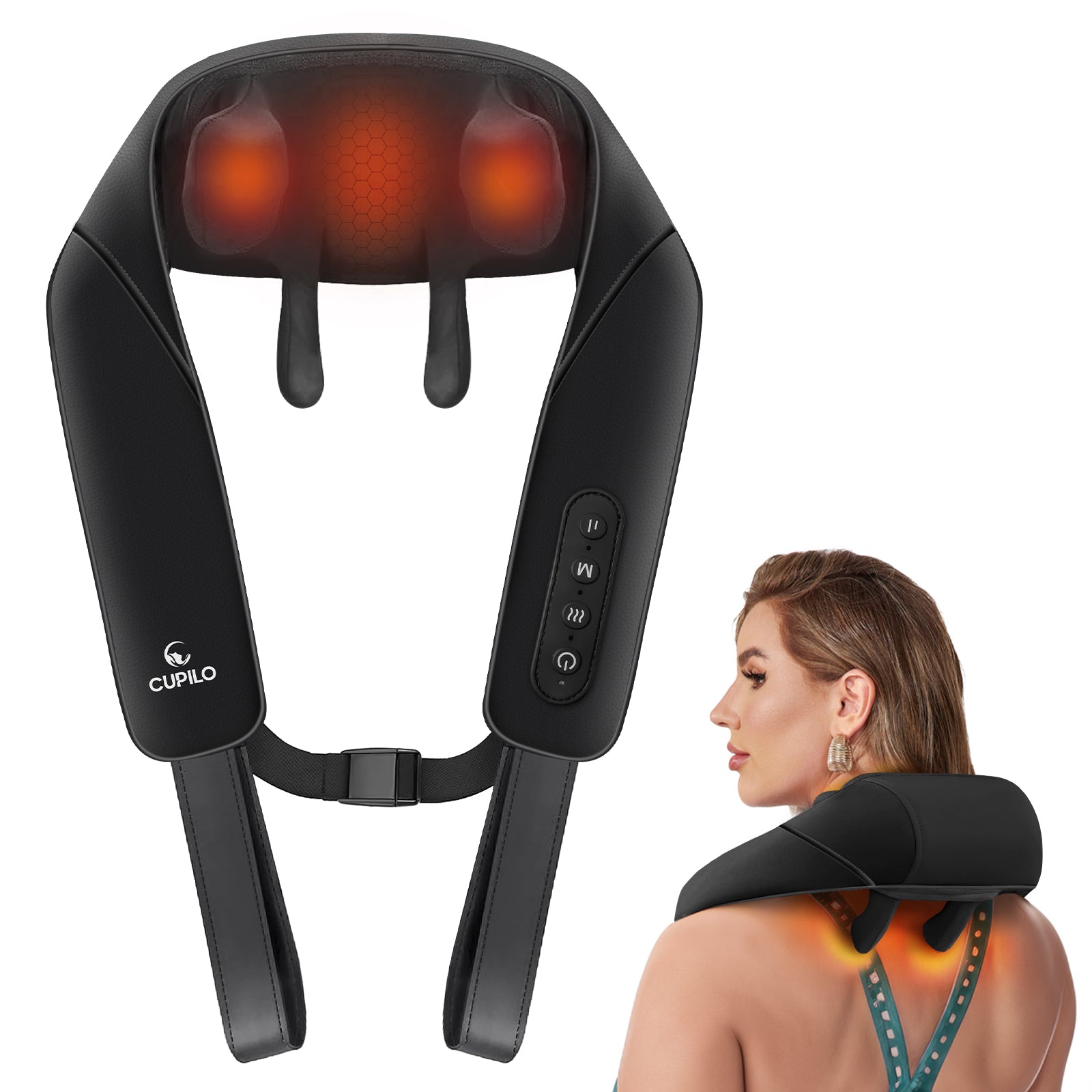 CuPiLo Shiatsu Neck Massager with heat, 4D Cordless Deep Tissue Kneading Massage - CPL-6688