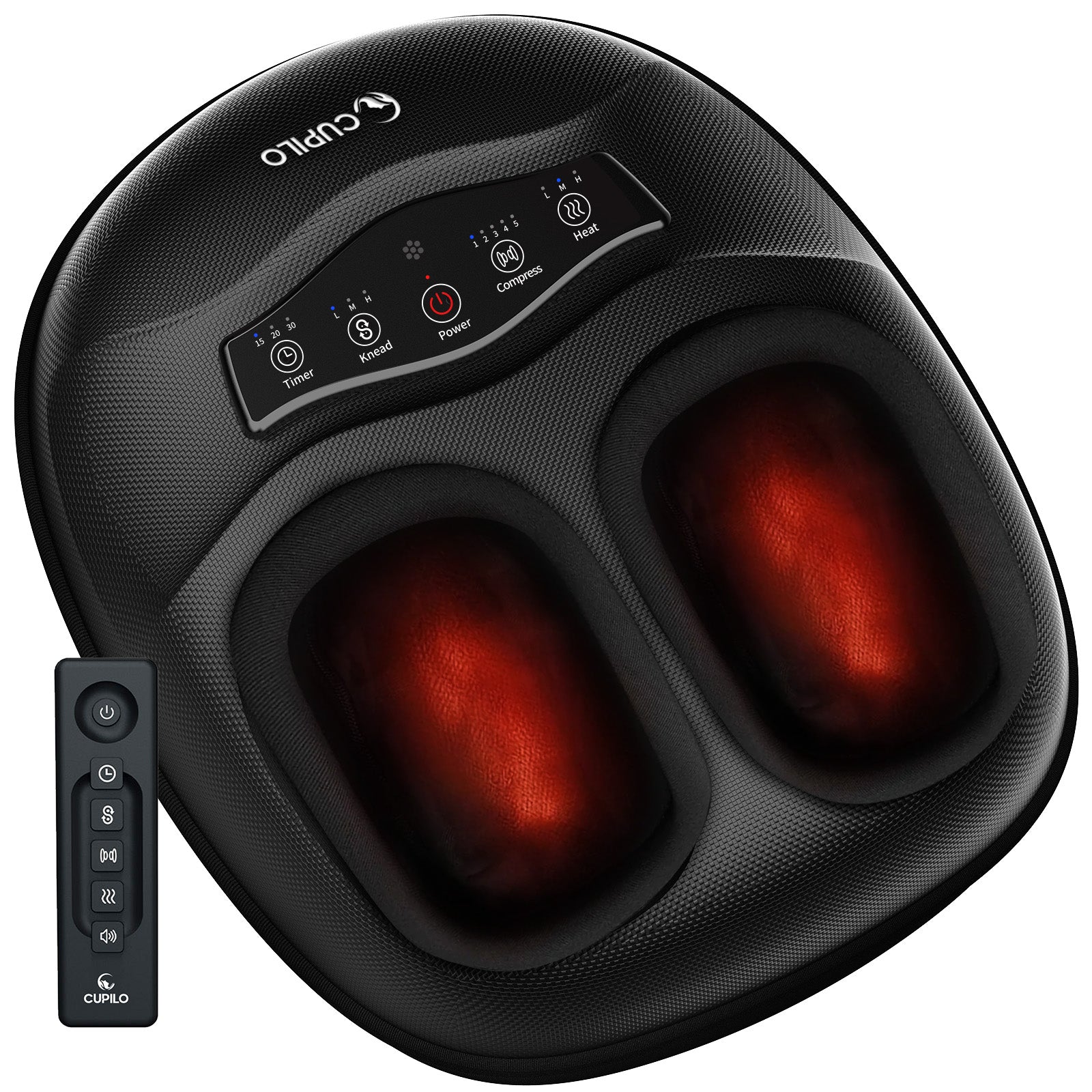 CPL-5555RC-WM CuPiLo Foot Massager with Heat, Shiatsu Foot Massage Machine with Remote Control, Deep Kneading & Adjustable Compression, 3 Heat Levels, Fits Up to Size 13, Home Relax for Women Men