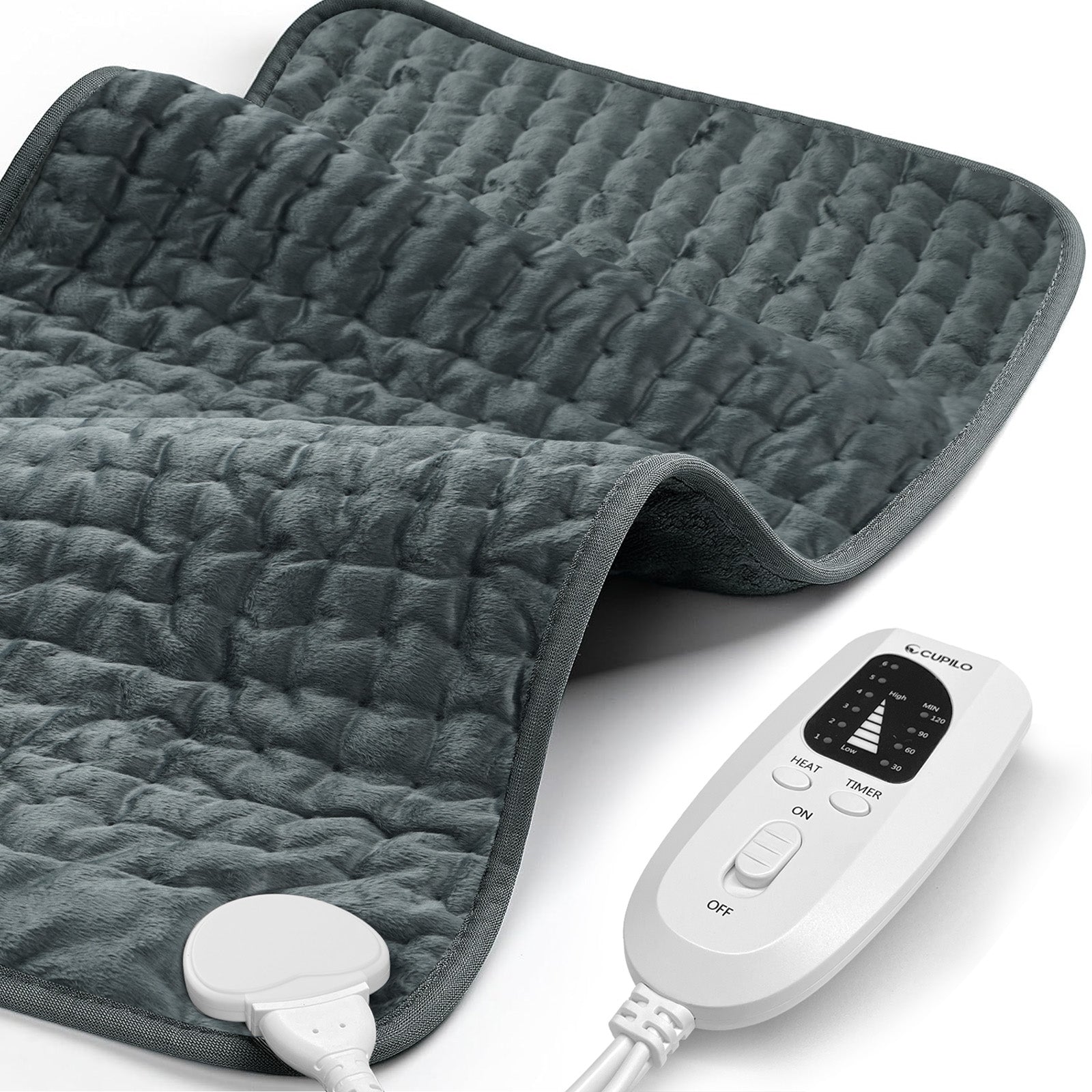 Heating Pad for Back Pain Relief, 6 Temperature Settings & Auto Shut Off, 17”x33” - CPL-TK-HP3317-GRY