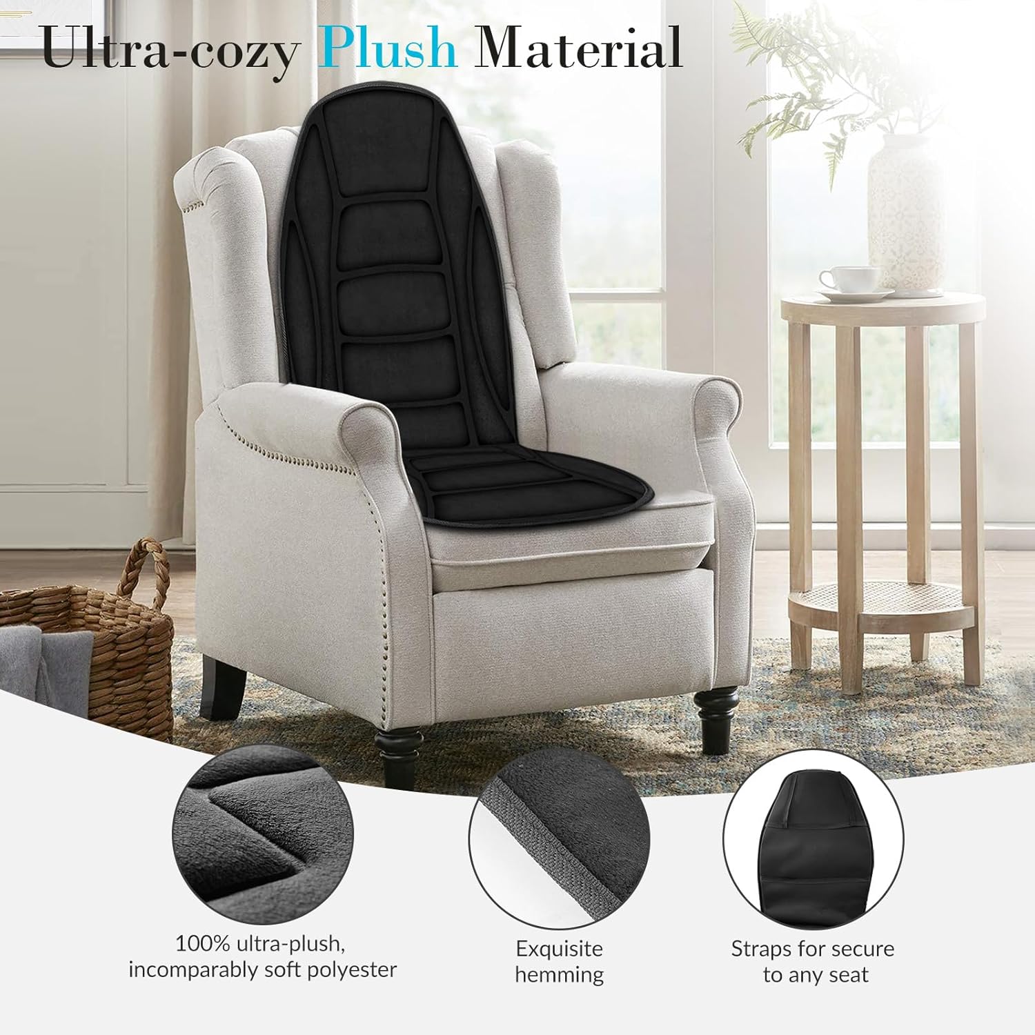 WM-CP-2708 Cupilo Massage Seat Cushion with Heat, Back Massager with Vibration for Back Pain Relief, 6 Vibration Motors & 2 heat levels