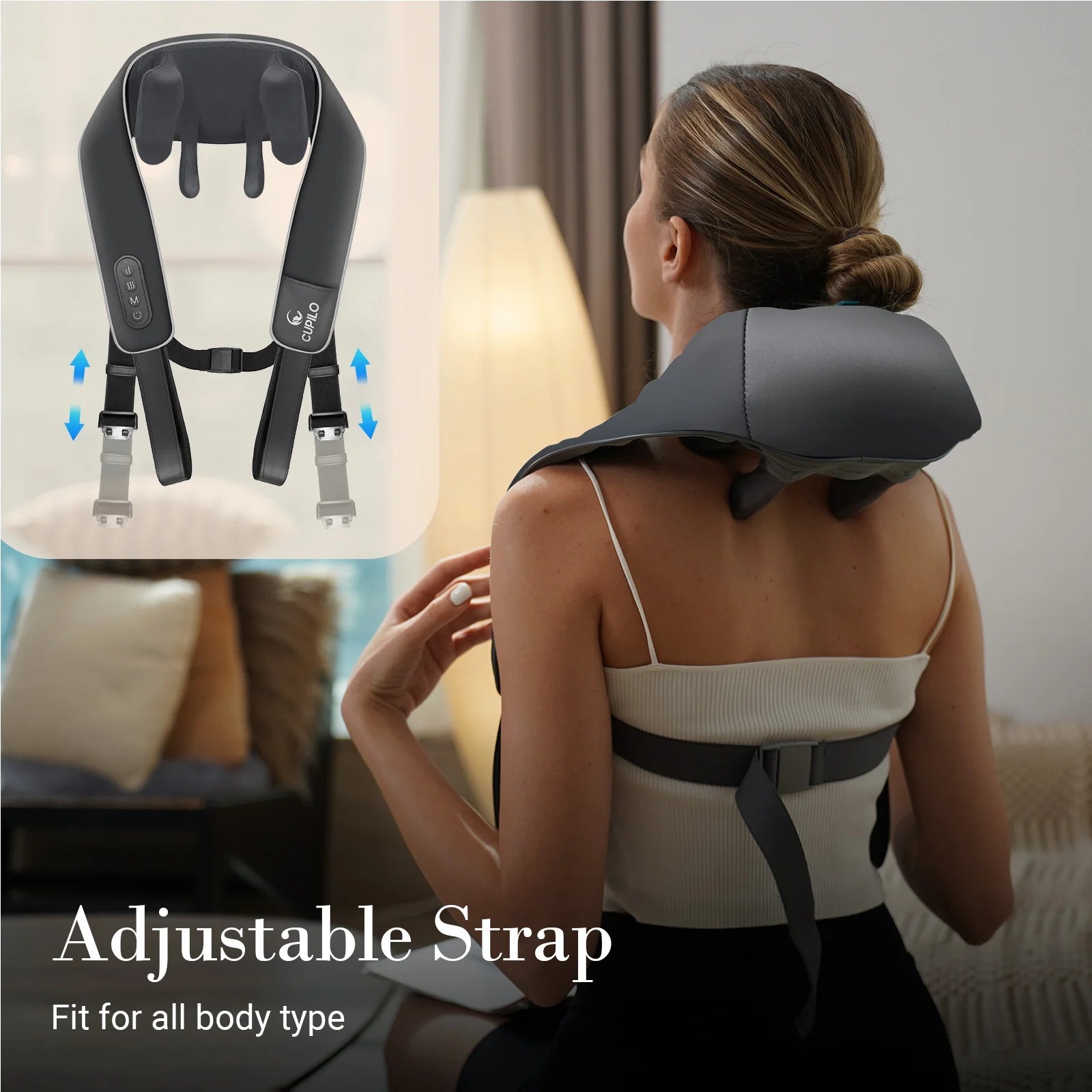 Cupilo Cordless Neck and Back Massager with Heat, 4D Shiatsu Shoulder Massager with Remote Controls for Pain Relief