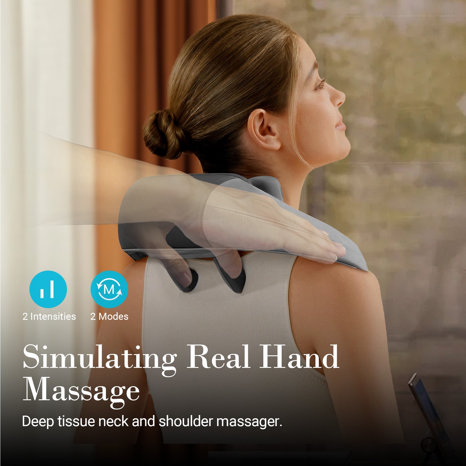 CPL-6681-WM Cupilo Shiatsu Neck and Back Massager with Heat, 4D Cordless Electric Deep Tissue Kneading Massage Pillow for Shoulder Leg Body Muscle Pain Relief, Gift for Men Women Home Office Use