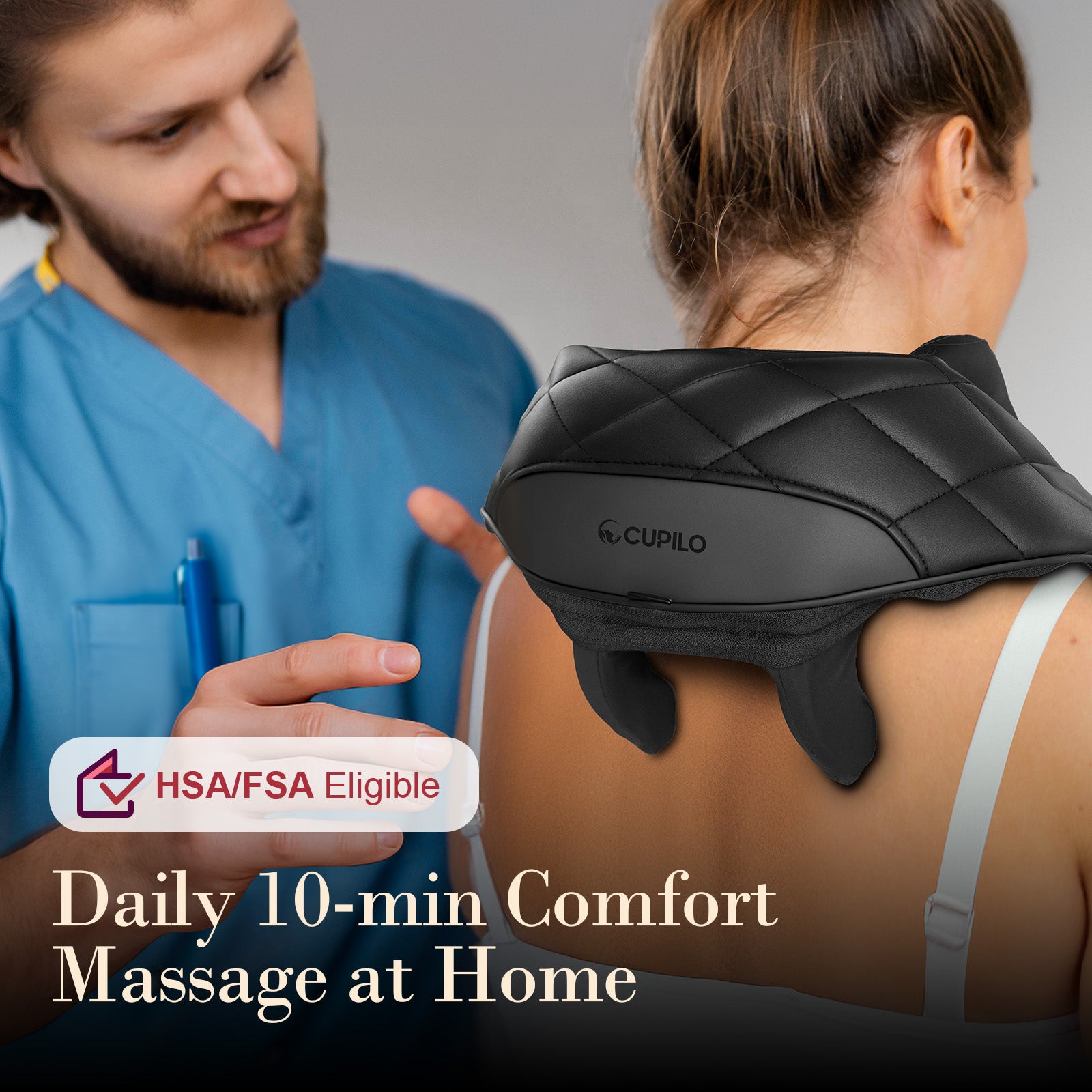 WM-6682N-BK Cupilo Neck Massager Shiatsu Neck and Back Massager with Heat, 6D Cordless Electric Deep Tissue Kneading Massage Pillow for Shoulder Leg Body Muscle Pain Relief, Gifts for Men Women
